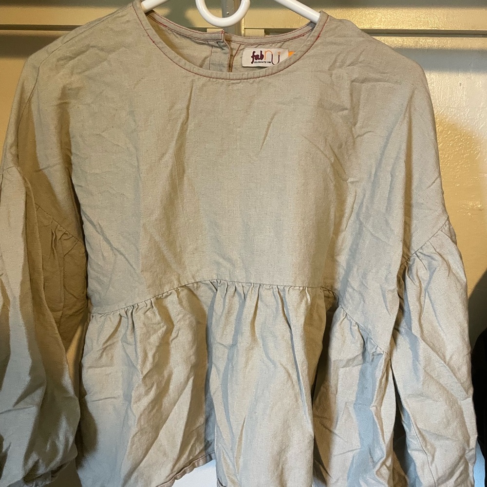 FAB India Light Green Peplum Blouse